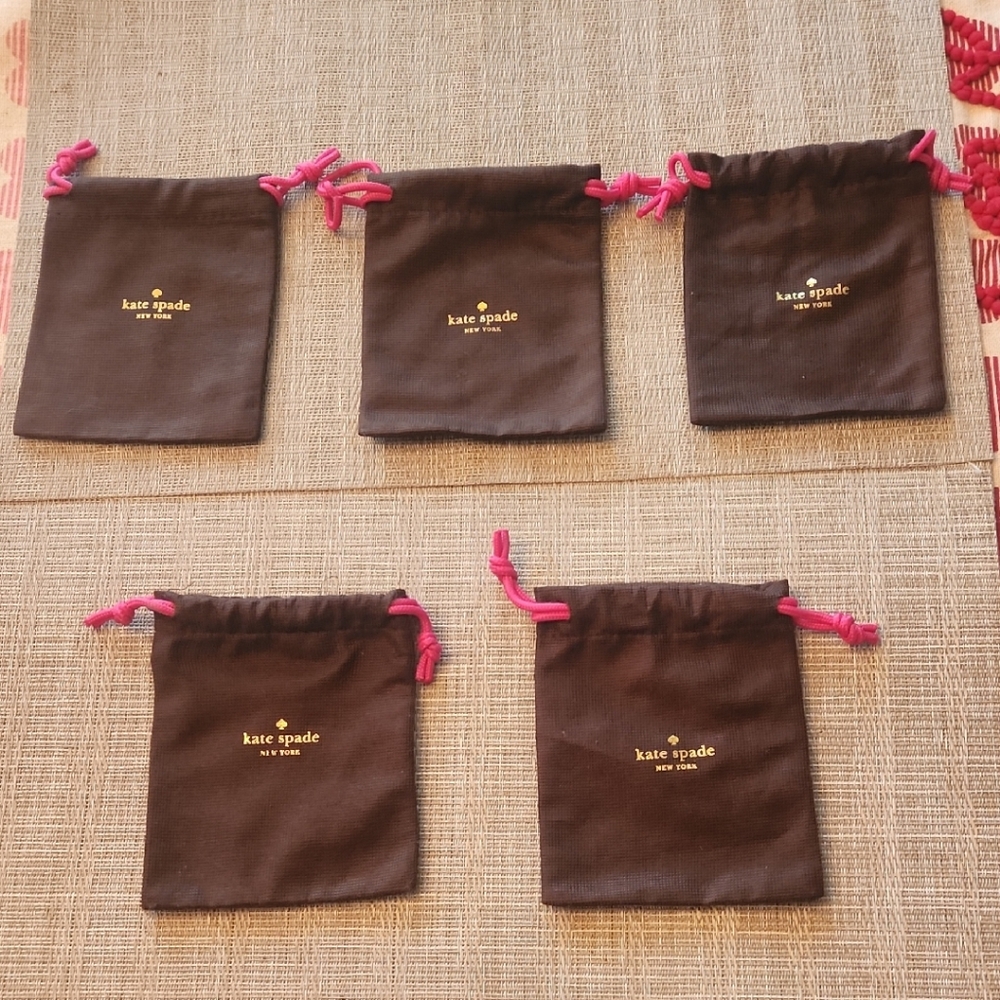 Kate Spade Black Pouch Set with Pink Ties